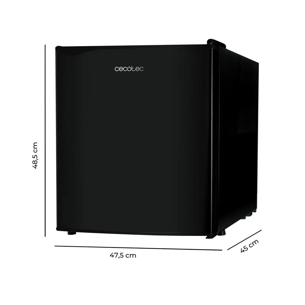 Mini Frigorífico Negro 46L, Acero Inoxidable, Eficiencia Energética Clase E de Cecotec