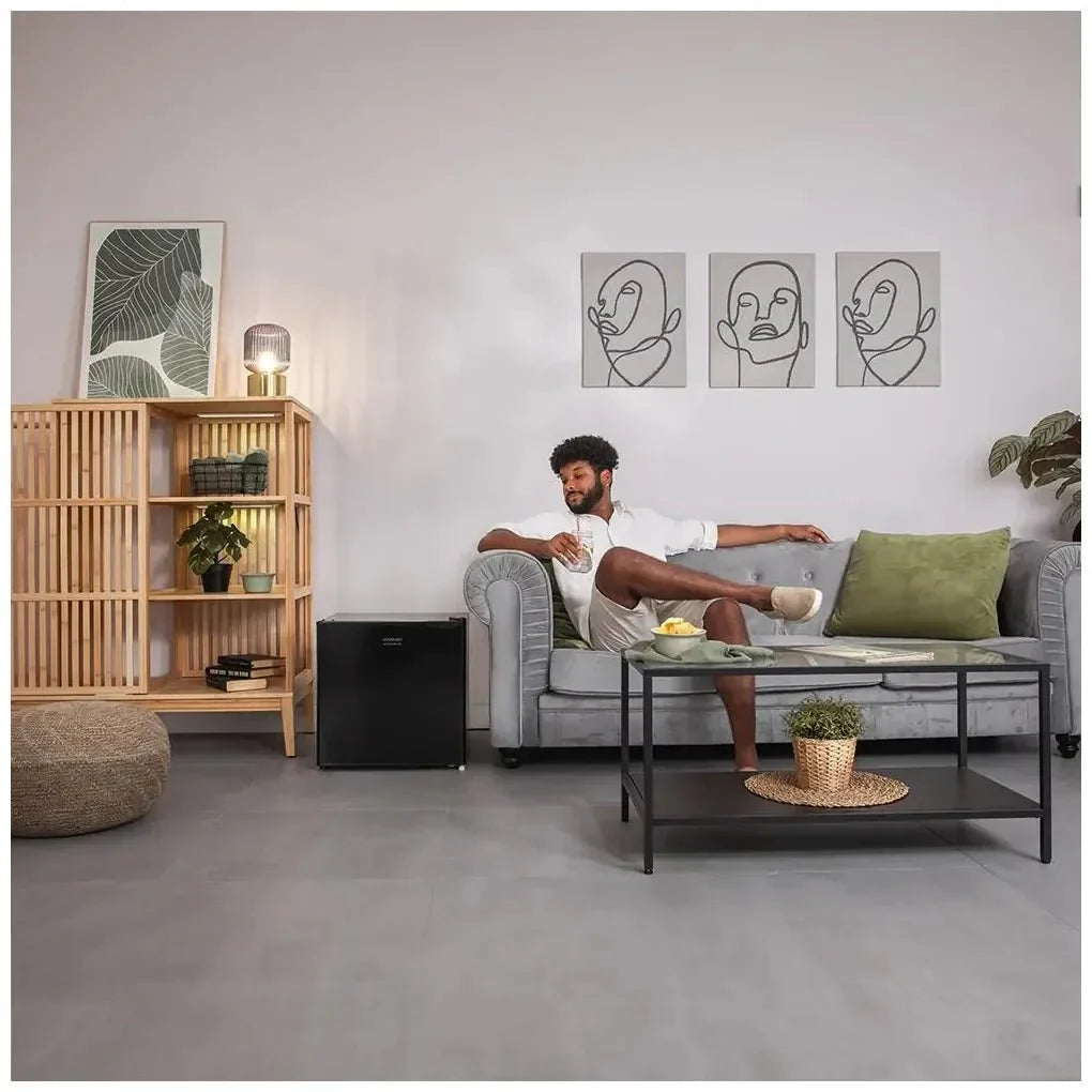 Mini Frigorífico Negro 46L, Acero Inoxidable, Eficiencia Energética Clase E de Cecotec