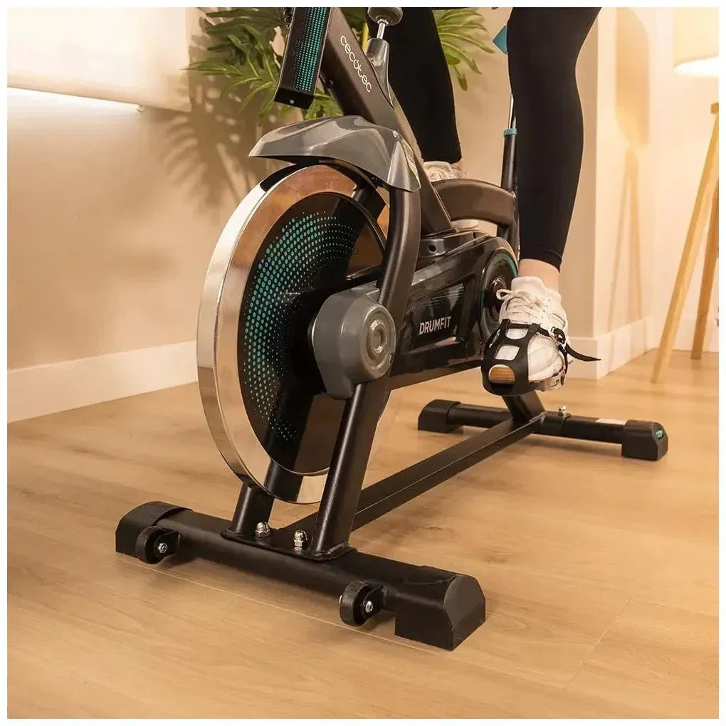 Bicicleta estatica DrumFit 18000 Ceres con volante de inercia de 18 kg sistema Silence Fit y pantalla LCD Cecotec