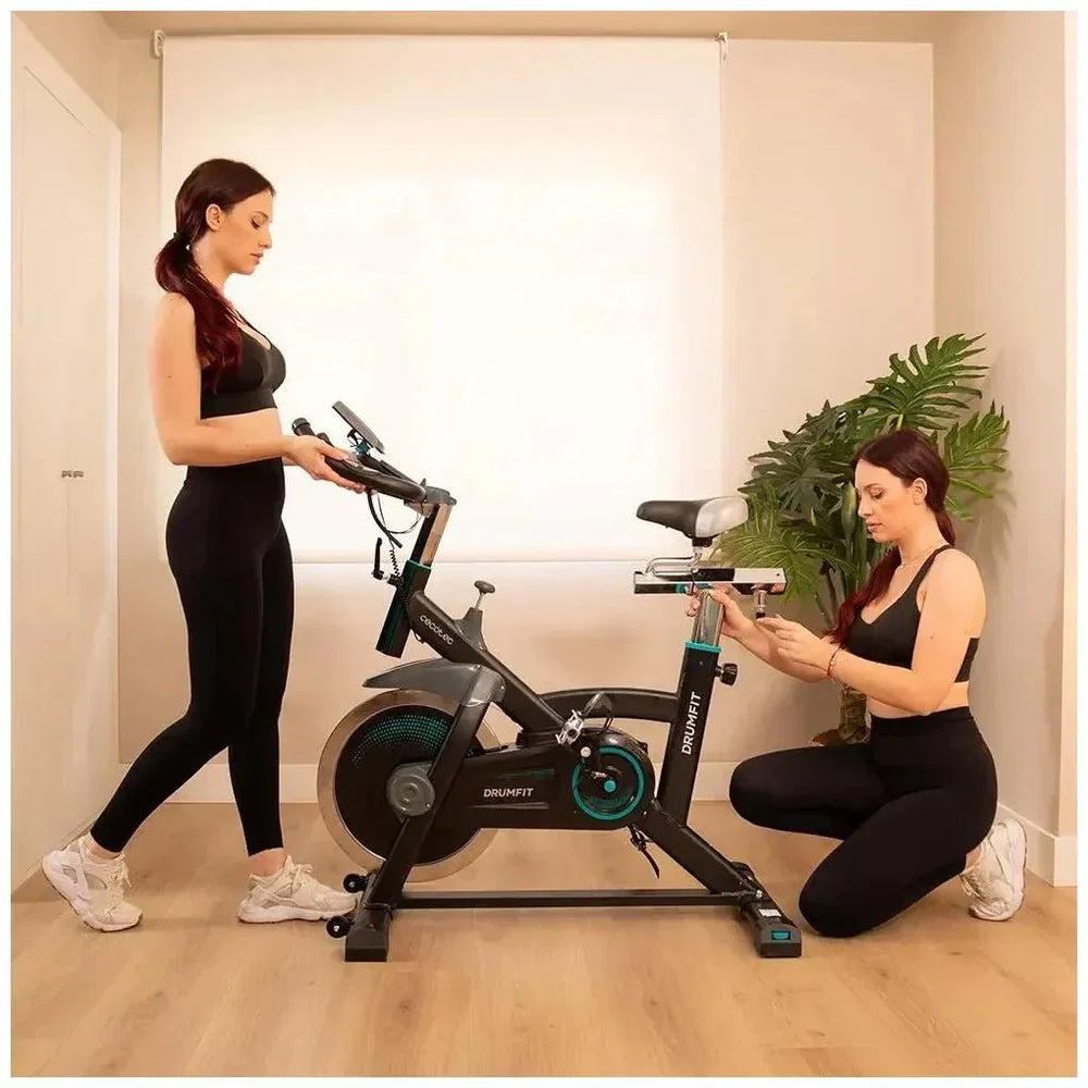 Bicicleta estatica DrumFit 18000 Ceres con volante de inercia de 18 kg sistema Silence Fit y pantalla LCD Cecotec