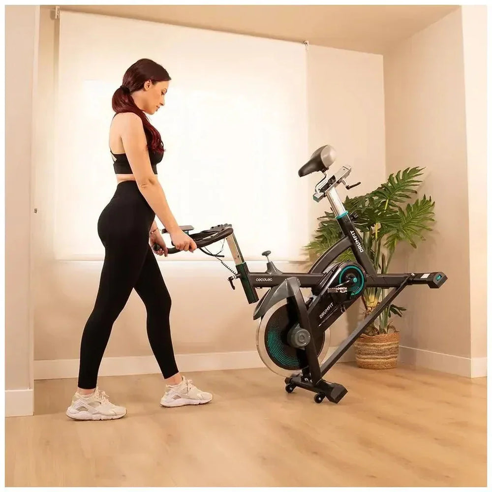 Bicicleta estatica DrumFit 18000 Ceres con volante de inercia de 18 kg sistema Silence Fit y pantalla LCD Cecotec