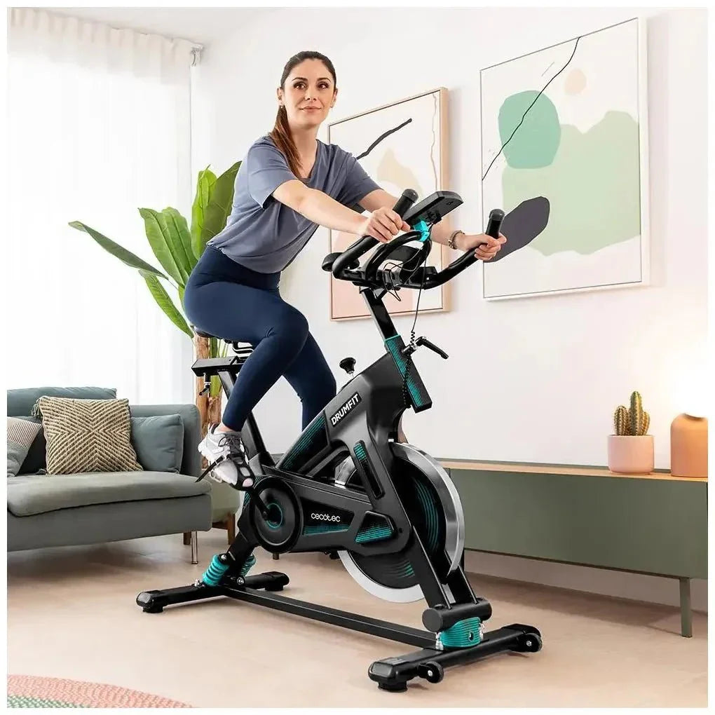 Bicicleta estaticaDrumFit 23000 Kosmos Pro UltraFlex con volante de 23 kg tecnología Dynamic Pro y pantalla LCD Cecotec