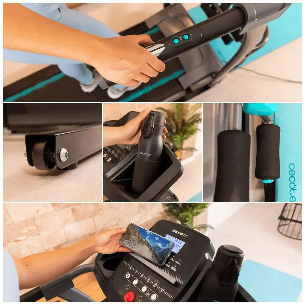 Cinta de Correr Plegable 1100W con Masaje y Entrenamiento Multifunción de Cecotec