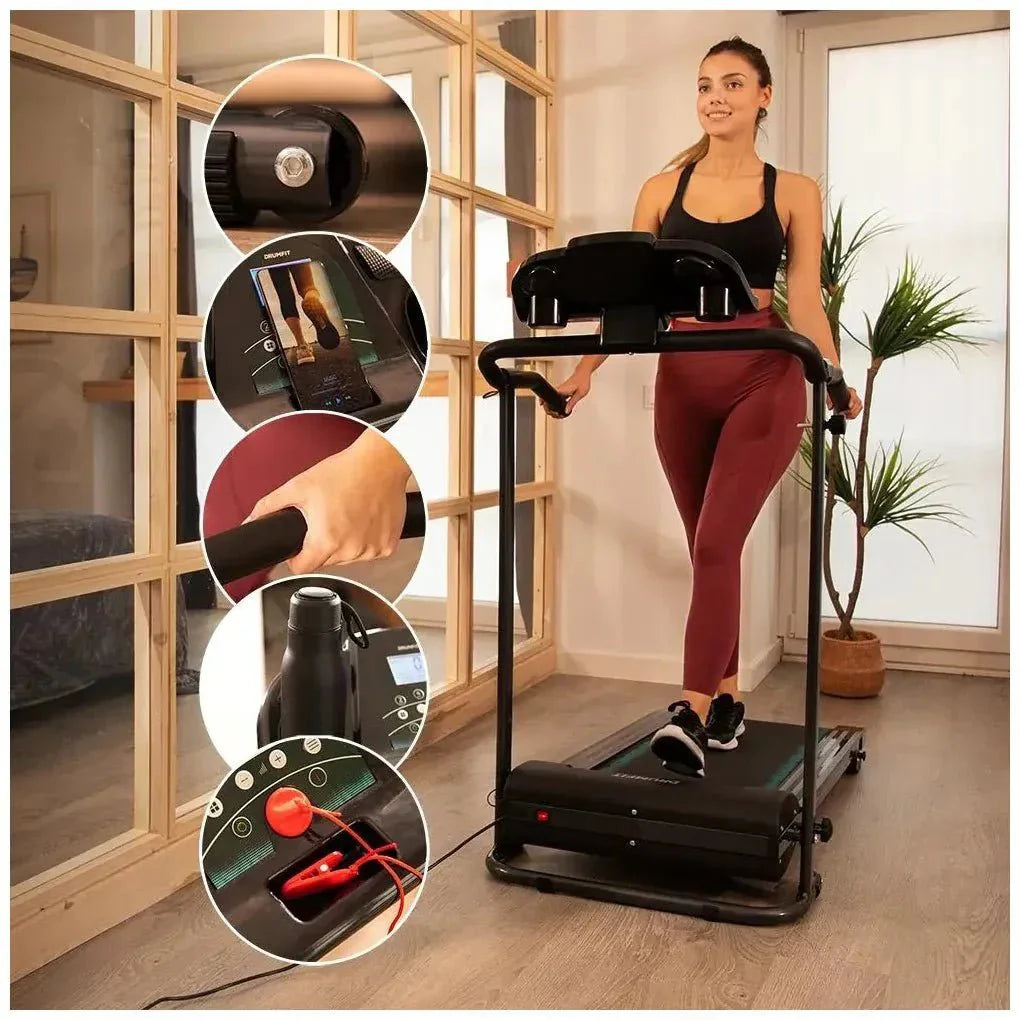 Cinta de Andar Plegable 550W con 12 Programas y Panel LCD para Entrenamiento en Casa de Cecotec