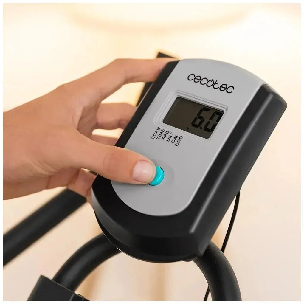 Bicicleta estatica DrumFit 6000 Forcis con volante de inercia de 6 kg resistencia manual monitor LCD y calapiés Cecotec