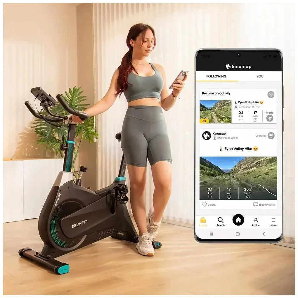 Bicicleta estatica DrumFit 4000 Magno Connected con resistencia magnética MagnetSystem conectividad Bluetooth y pantalla LCD Cecotec
