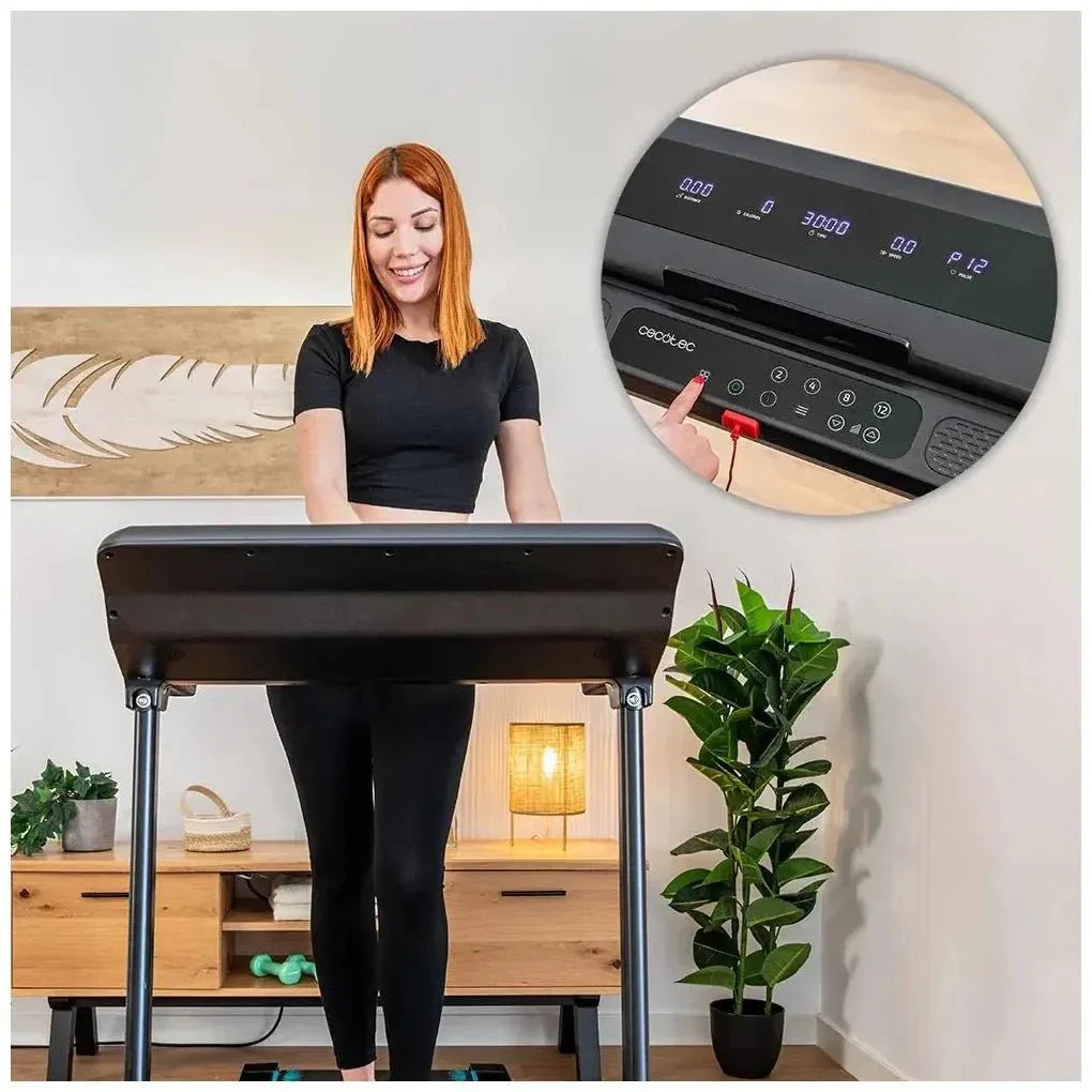 Cinta de Correr Plegable DrumFit 1200W con 12 Programas y Pantalla LED de Cecotec