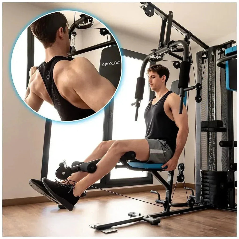 Multiestación de Entrenamiento Completo en Casa con 2 Estaciones y Pesas Ajustables de Cecotec
