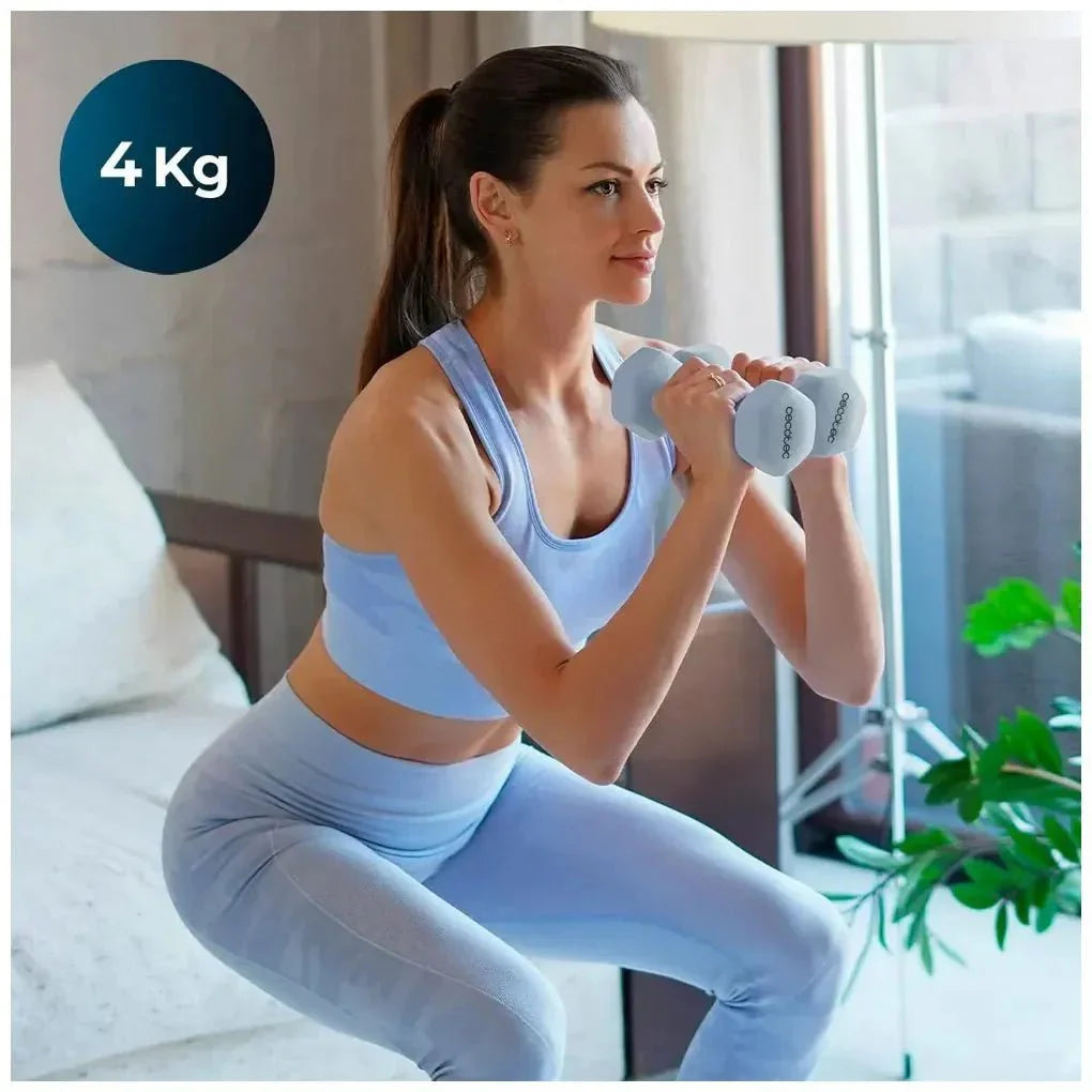 Set de Mancuernas 4kg Antideslizantes para Entrenamiento Funcional y Compacto de Cecotec