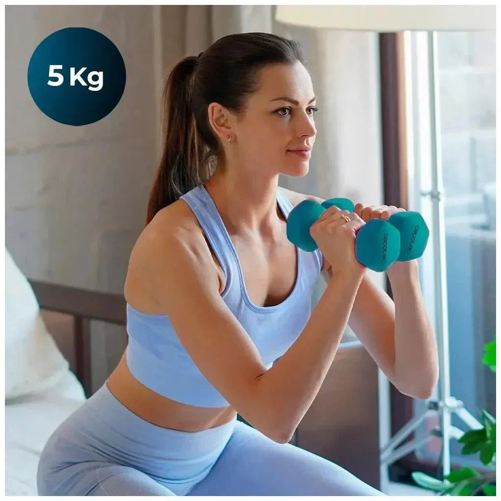 Set de Mancuernas 5kg Antideslizantes con Neopreno para Entrenamiento Funcional de Cecotec