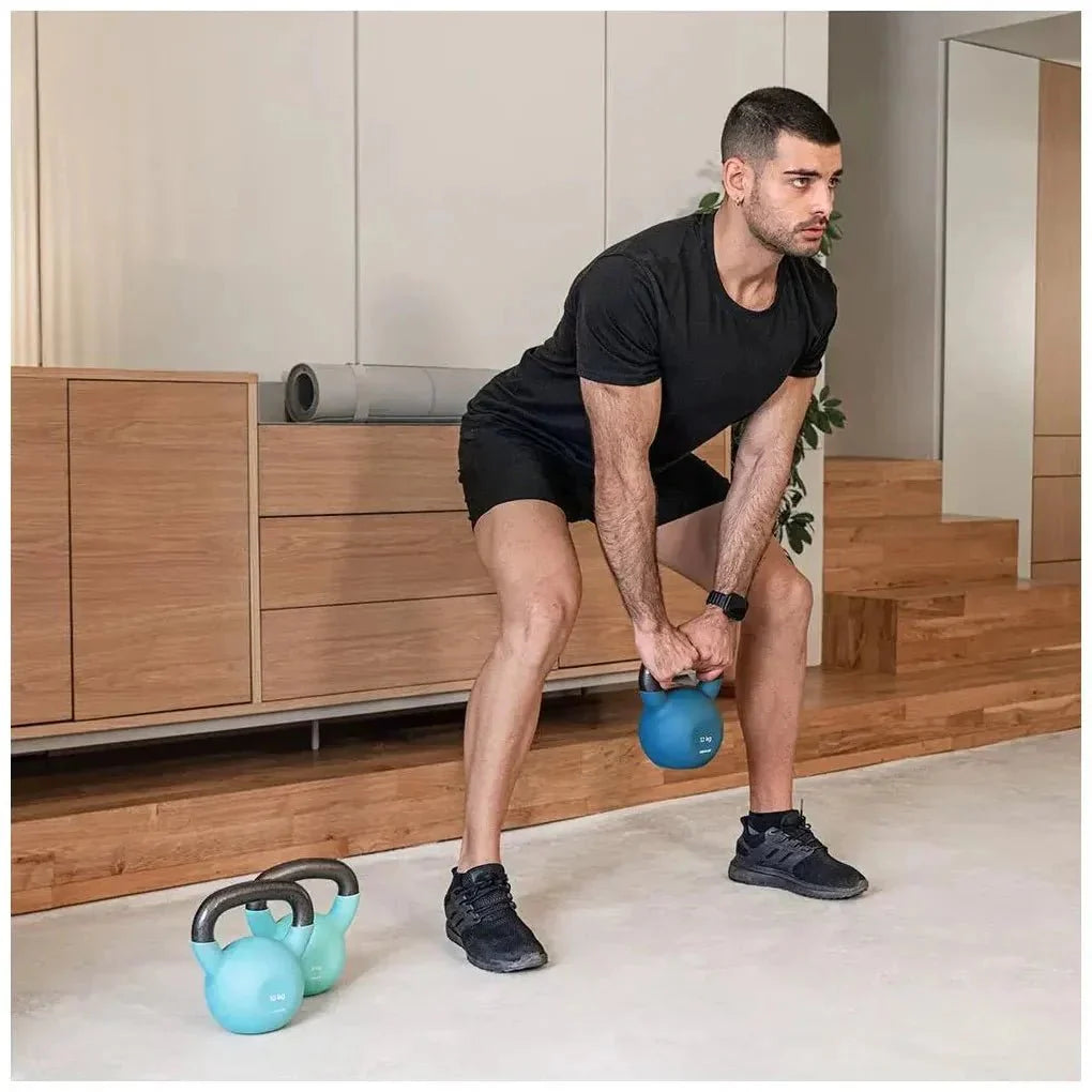 Pesa Rusa Drumfit KettleBell 12000 Neo de 12 kg con revestimiento de neopreno y agarre ergonómico Cecotec