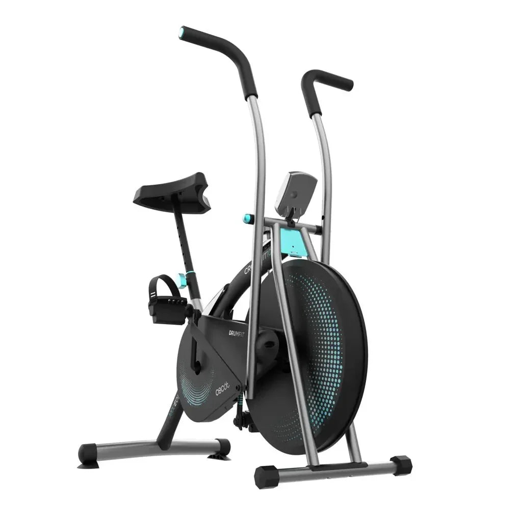 Bicicleta estatica Drumfit CrossFit 1000 Eolo con resistencia ajustable pantalla LCD y pedaleo bidireccional Cecotec