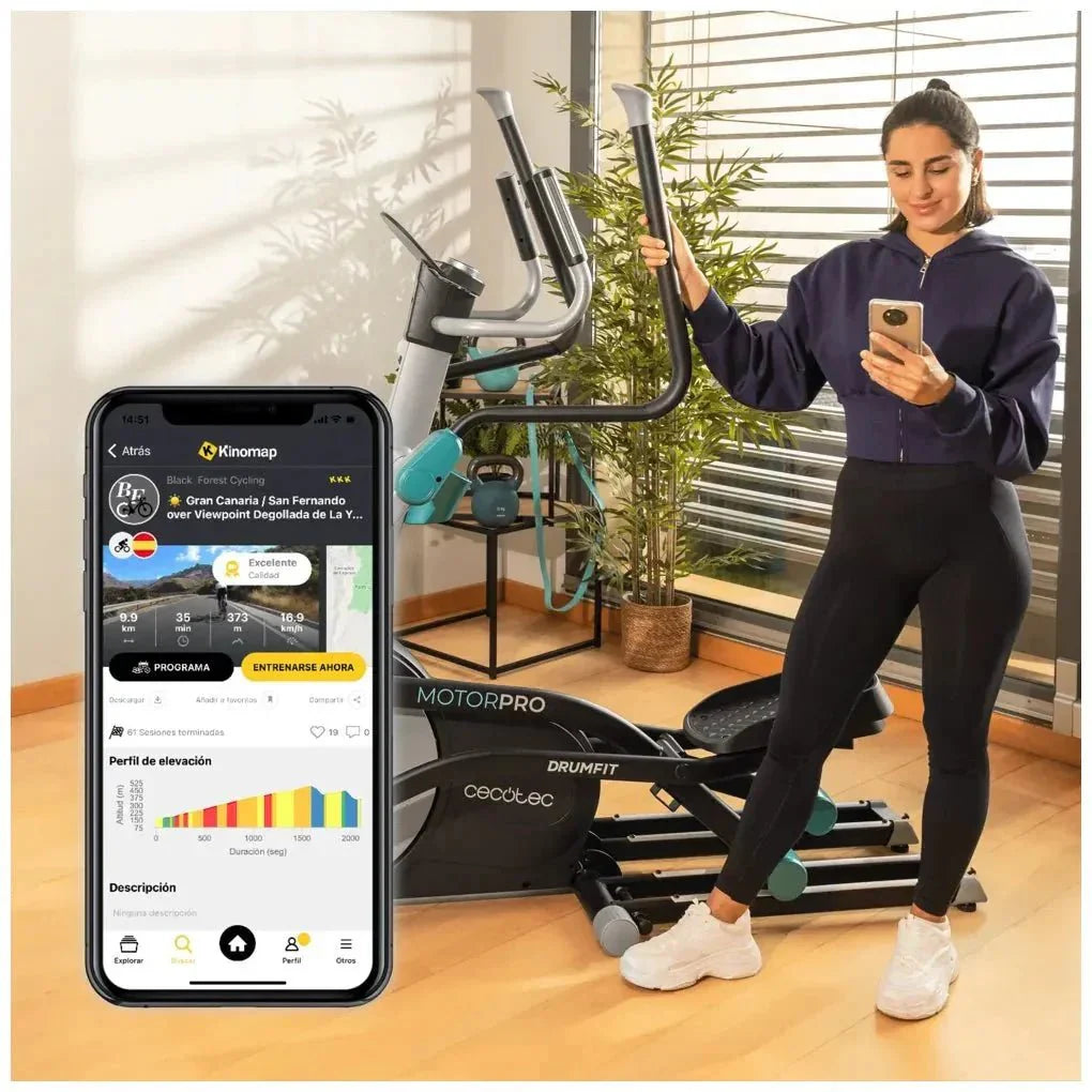 Bicicleta Elíptica Plegable Drumfit 10000 Pro: Resistencia Magnética y Conectividad APP de Cecotec