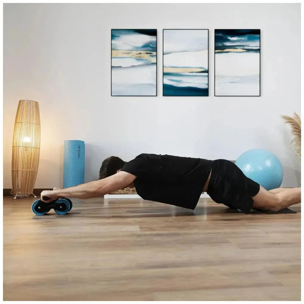 Rueda Abdominal Drumfit AB Fit: Compacta, Segura y con Rebote Automático de Cecotec