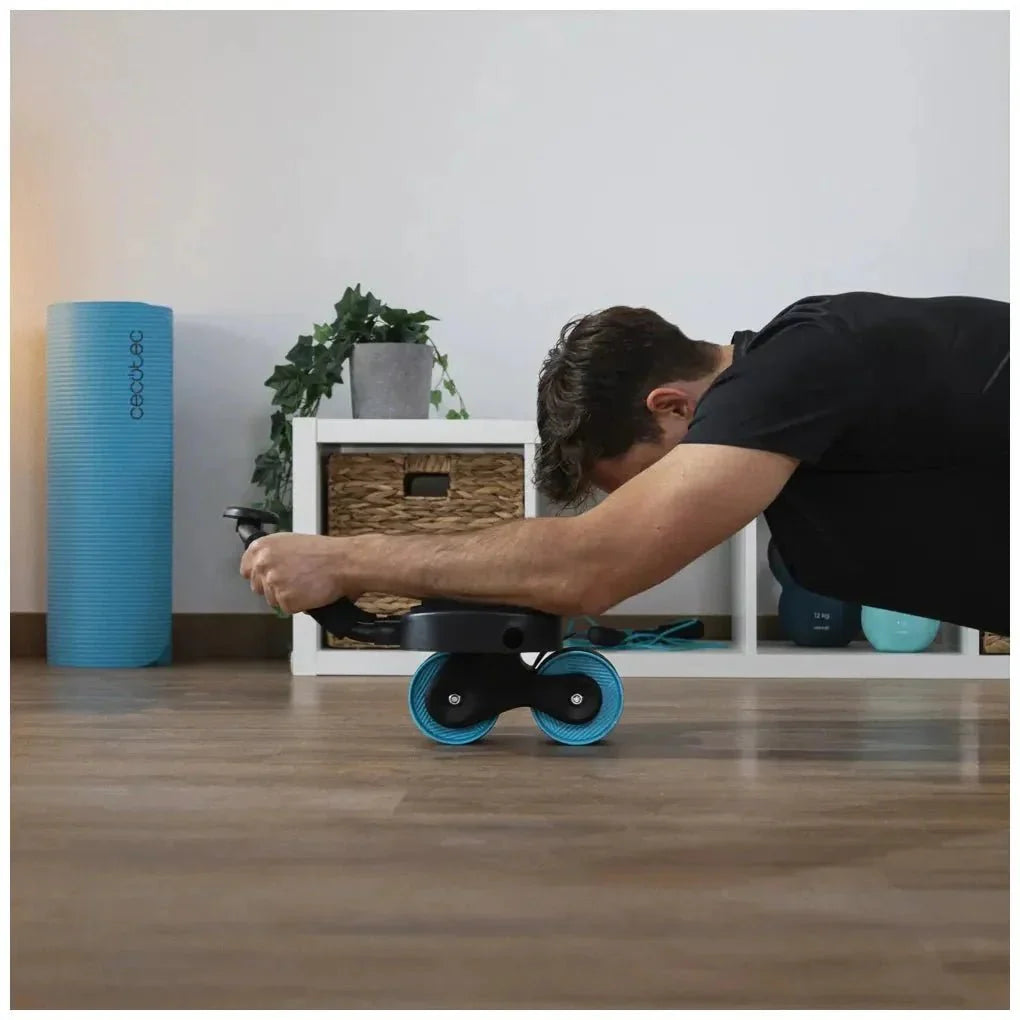 Rueda Abdominal Compacta con Rebote Automático y Soporte de Codos para Entrenamiento Seguro de Cecotec