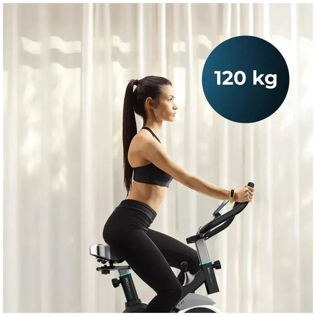 Bicicleta estatica Indoor DrumFit 6000 Compact con volante de inercia de 6 kg pantalla LCD y diseño compacto Cecotec