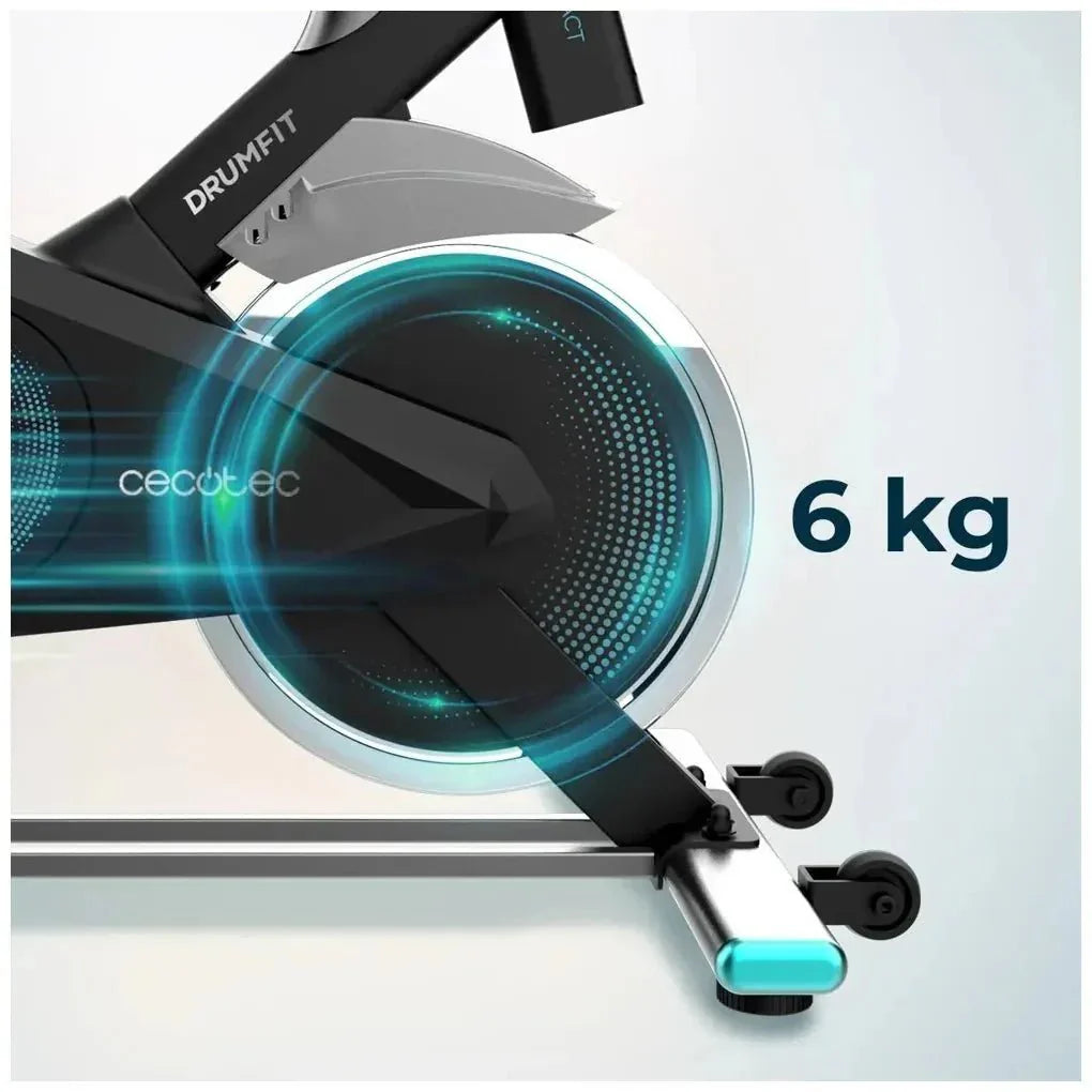 Bicicleta estatica Indoor DrumFit 6000 Compact con volante de inercia de 6 kg pantalla LCD y diseño compacto Cecotec