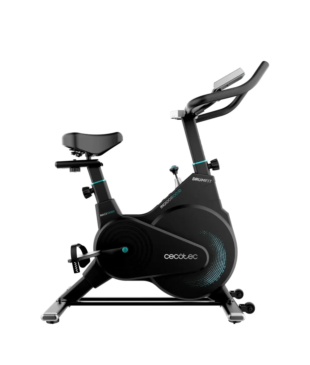 Bicicleta Estática DrumFit 10000 Race con volante de inercia de 10 kg pantalla LCD y resistencia regulable Cecotec