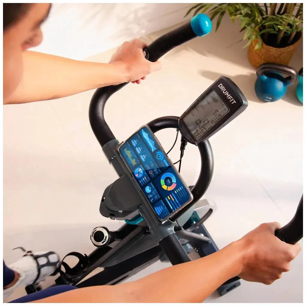 Bicicleta estatica DrumFit 13000 Race con volante de inercia de 13 kg pantalla LCD y pulsómetro Cecotec