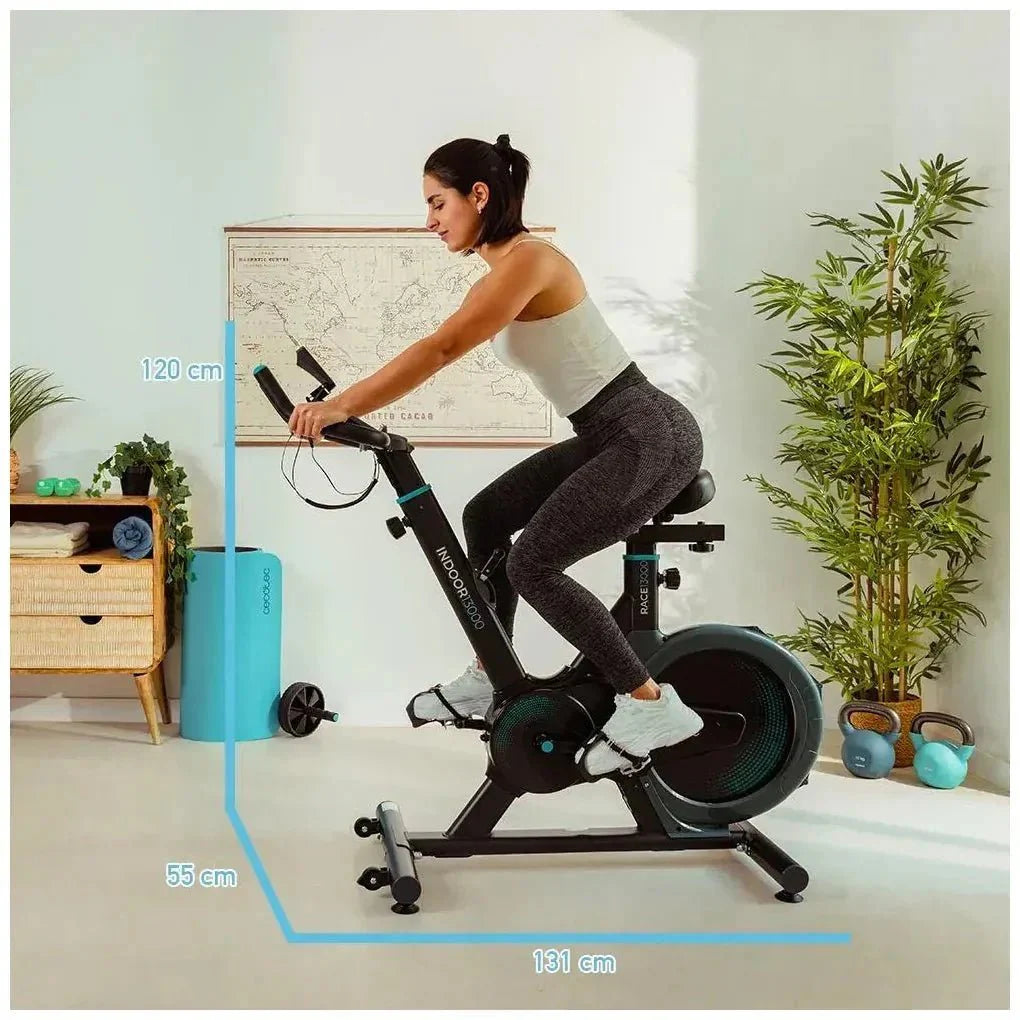 Bicicleta estática Indoor DrumFit 13000: Entrenamiento Fluido con Pantalla LCD y Pulsómetro de Cecotec