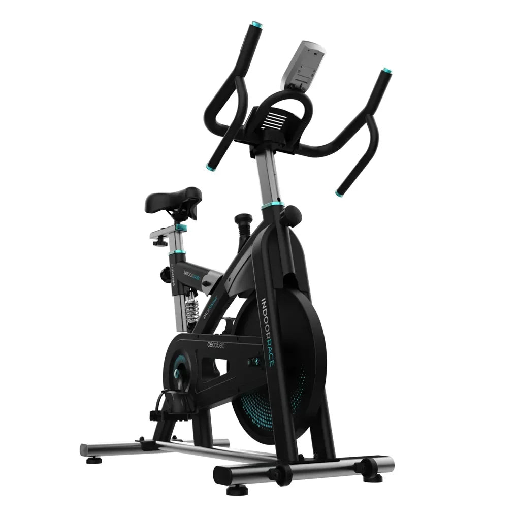 Bicicleta estatica Indoor DrumFit 24000 Race Sprint con volante de inercia de 24 kg y conectividad APP Kinomap Cecotec