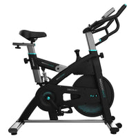 Bicicleta estatica Indoor DrumFit 24000 Race Sprint con volante de inercia de 24 kg y conectividad APP Kinomap Cecotec