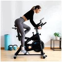 Bicicleta estatica Indoor DrumFit 24000 Race Sprint con volante de inercia de 24 kg y conectividad APP Kinomap Cecotec