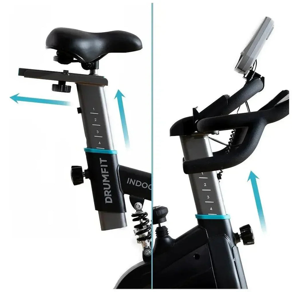 Bicicleta estatica Indoor DrumFit 24000 Race Sprint con volante de inercia de 24 kg y conectividad APP Kinomap Cecotec