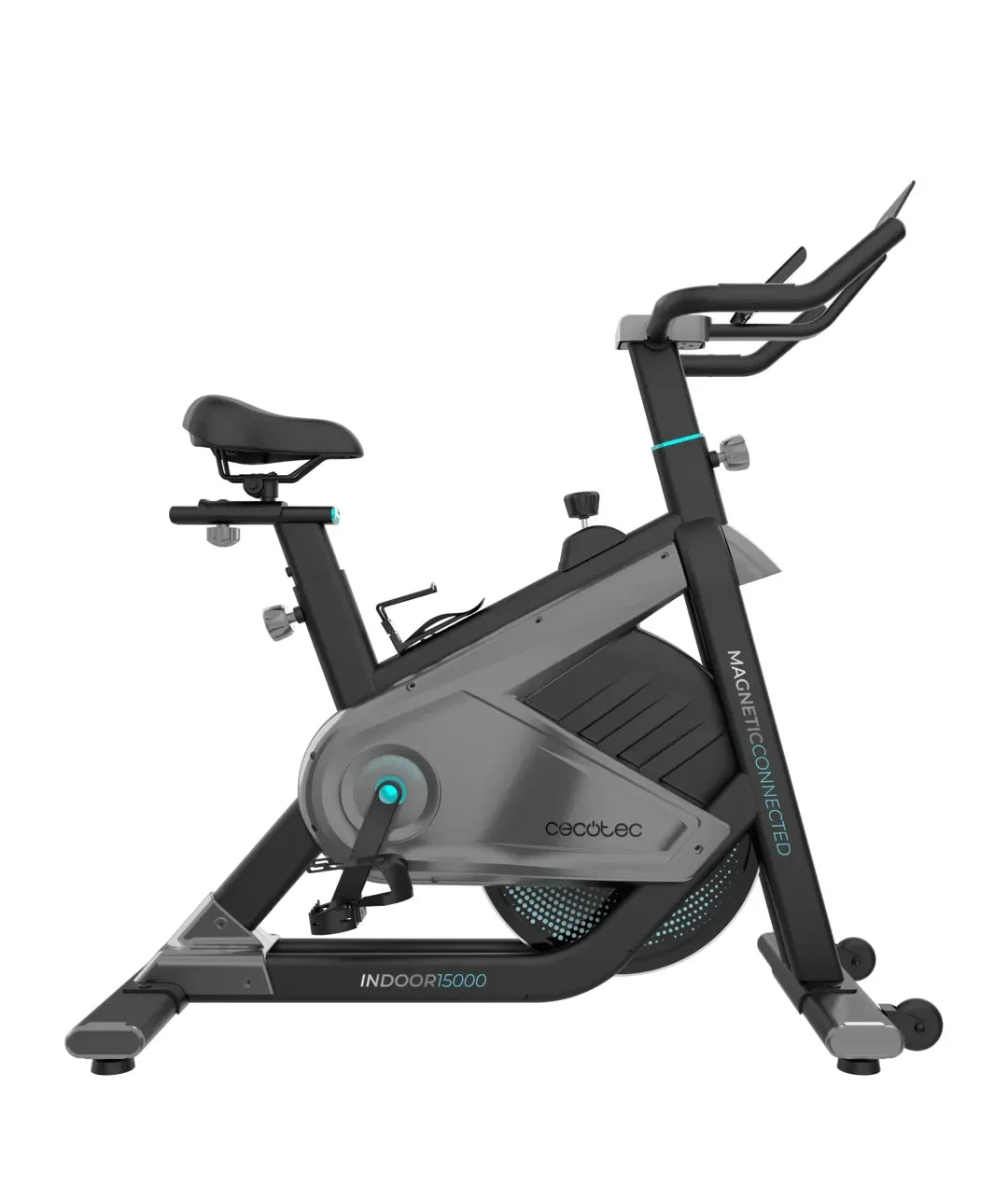 Bicicleta  estatica Indoor DrumFit 15000 con volante de inercia de 15 kg resistencia magnética y conectividad APP Kinomap Cecotec