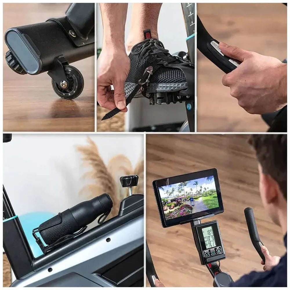 Bicicleta  estatica Indoor DrumFit 15000 con volante de inercia de 15 kg resistencia magnética y conectividad APP Kinomap Cecotec