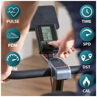 Bicicleta  estatica Indoor DrumFit 15000 con volante de inercia de 15 kg resistencia magnética y conectividad APP Kinomap Cecotec