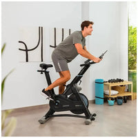 Bicicleta estatica Indoor DrumFit 24000 con volante de inercia de 24 kg resistencia magnética y conectividad APP Kinomap Cecotec