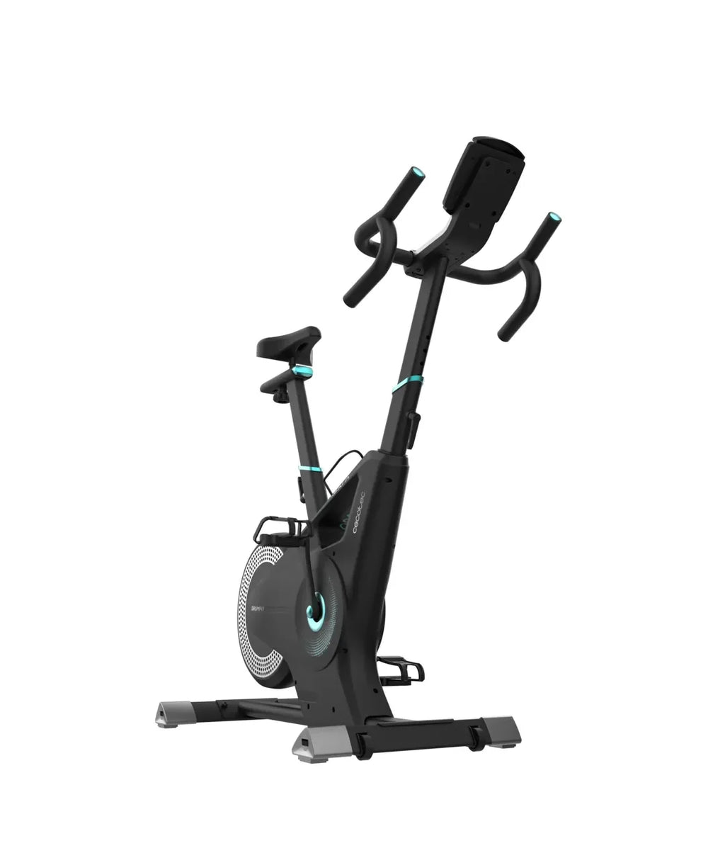 Bicicleta estatica DrumFit Eolo con resistencia combinada de aire y magnética conectividad APP y volante de 6 kg Cecotec