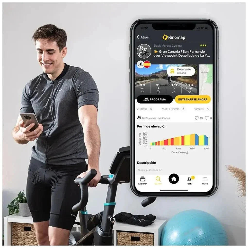Bicicleta estatica DrumFit Eolo con resistencia combinada de aire y magnética conectividad APP y volante de 6 kg Cecotec