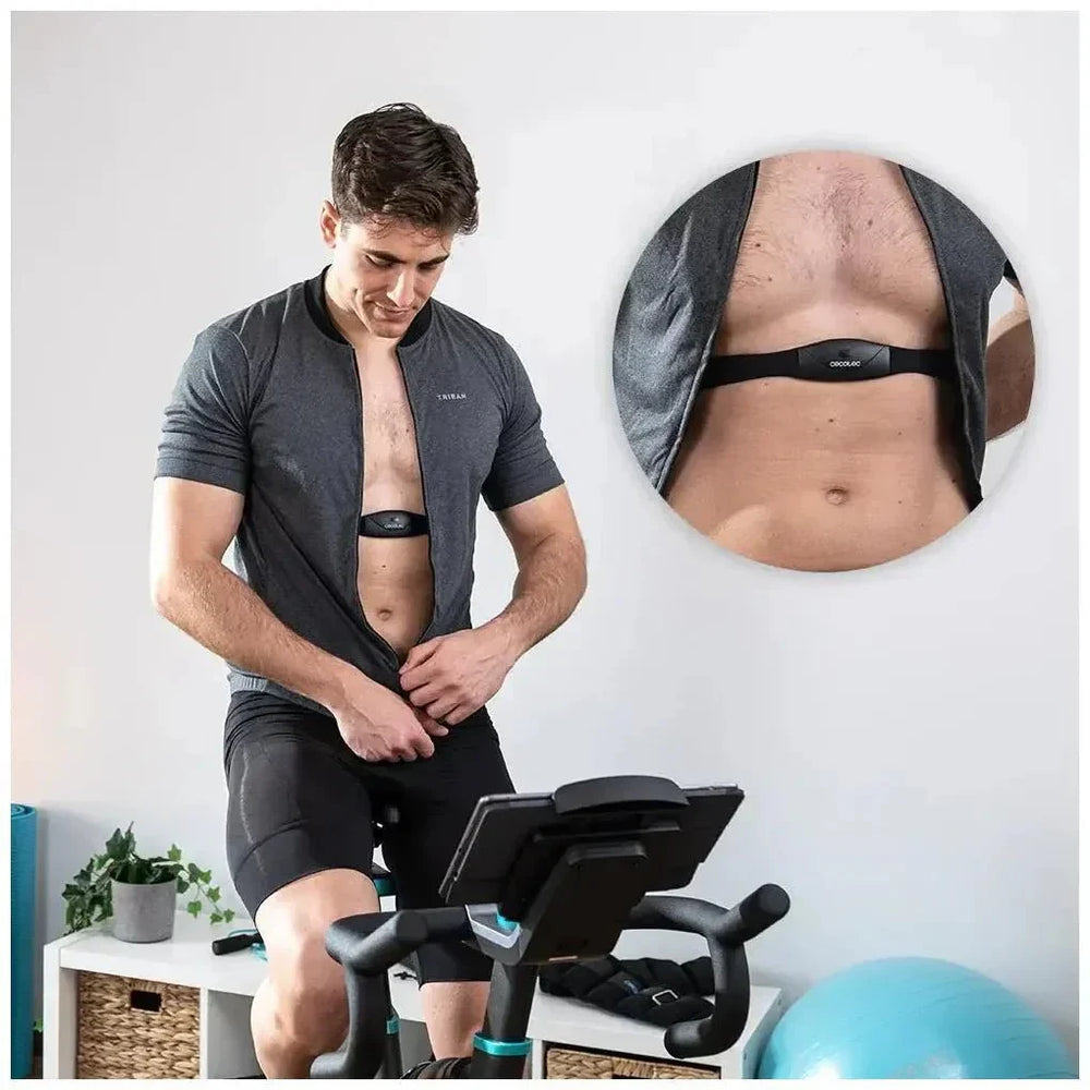 Bicicleta estatica DrumFit Eolo con resistencia combinada de aire y magnética conectividad APP y volante de 6 kg Cecotec