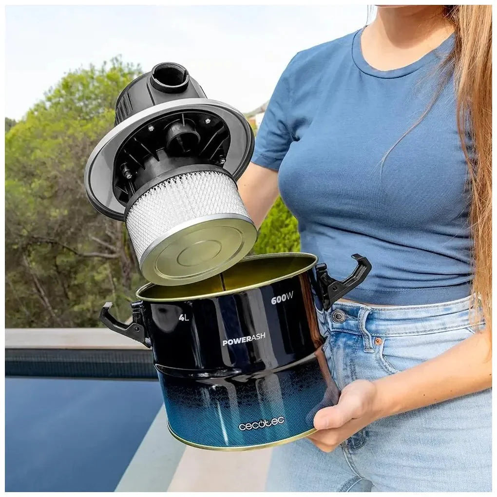 Aspirador de Cenizas Compacto y Potente de 600W para Limpieza Profunda de Cecotec