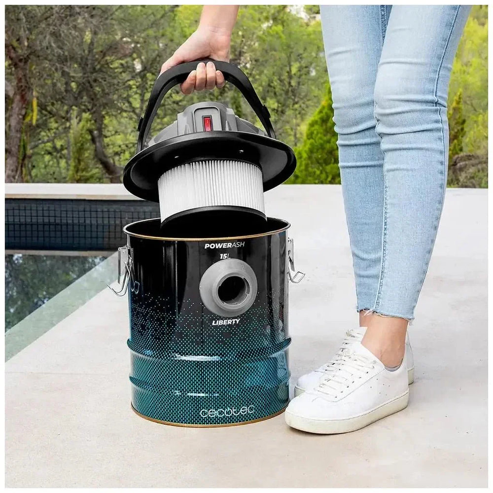 Aspirador de Cenizas Potente y Duradero con 15L y 120W para Limpieza Extrema de Cecotec