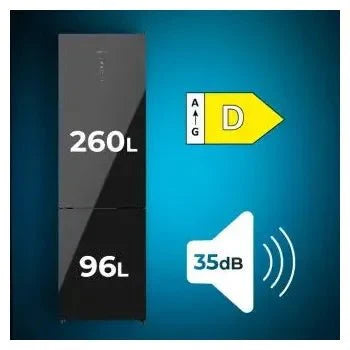 Frigorífico combinado de cristal de 356 l de capacidad bolero coolmarket combi 356 black cristal d de Cecotec
