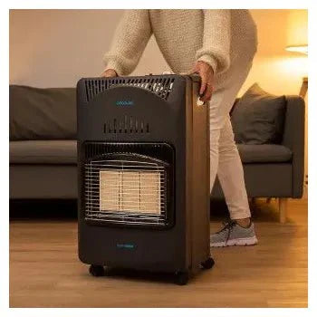Estufa de gas plegable de 4200 w con cuatro ruedas y triple sistema de seguridad ready warm 4000 slim fold de Cecotec