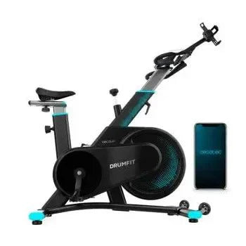 Bicicleta indoor estática con resistencia magnética en color negro drumfit indoor 7000 magno connected de Cecotec
