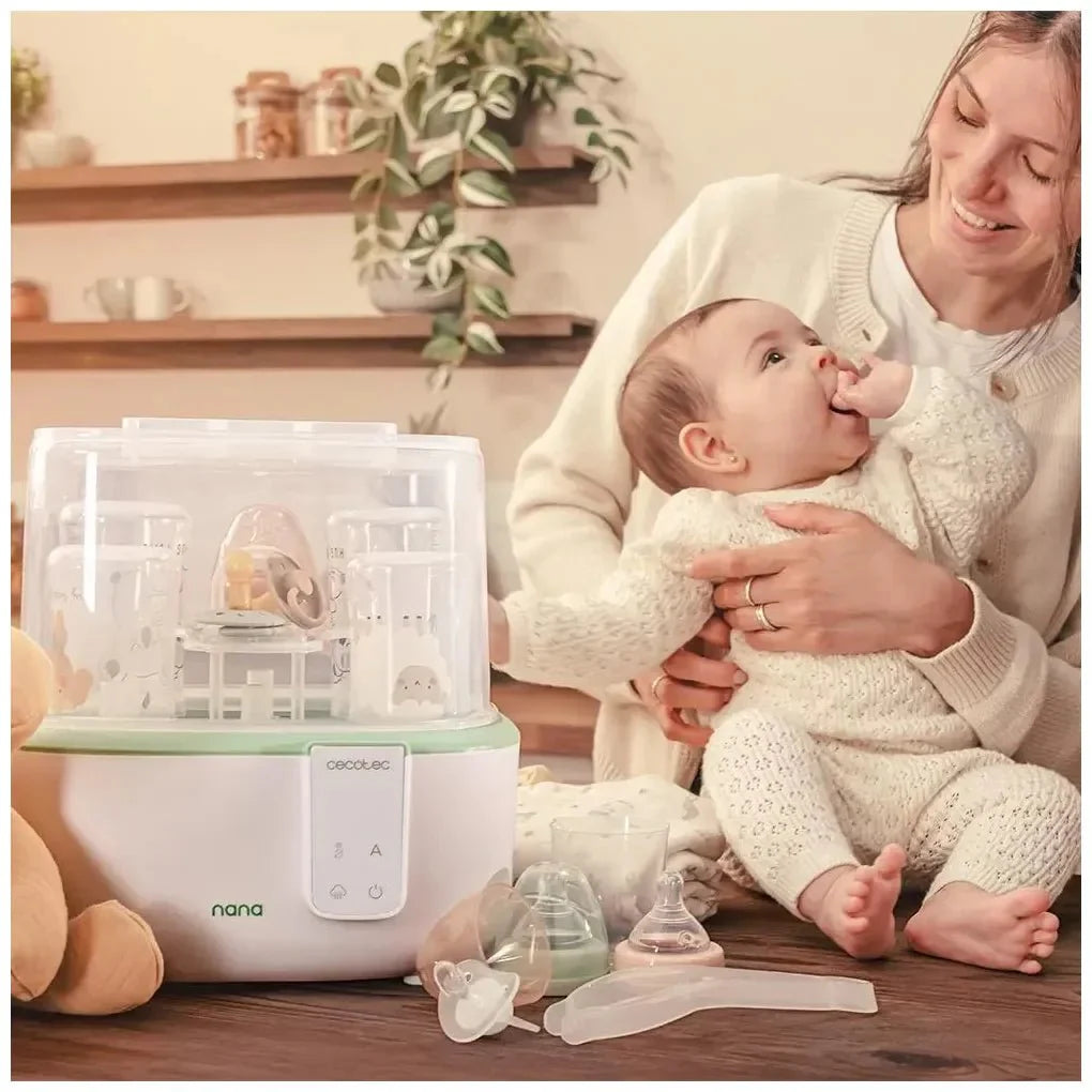 Esterilizador Digital Nana BabyCare para 6 Biberones en 8 Minutos Libre de BPA y Seguro para Alimentos de Cecotec