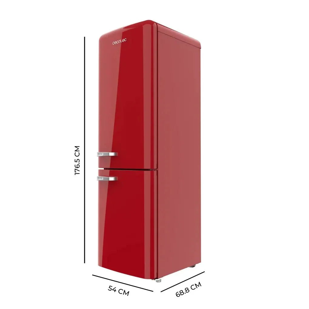 Frigorífico Combi Retro Rojo Bolero CoolMarket 231L No Frost 176cm con Modo Fast Cooling y Multi Air Flow de Cecotec