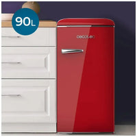 Mini frigorífico retro Bolero CoolMarket TT Origin 90L en rojo con ICEBOX y tirador cromado de Cecotec