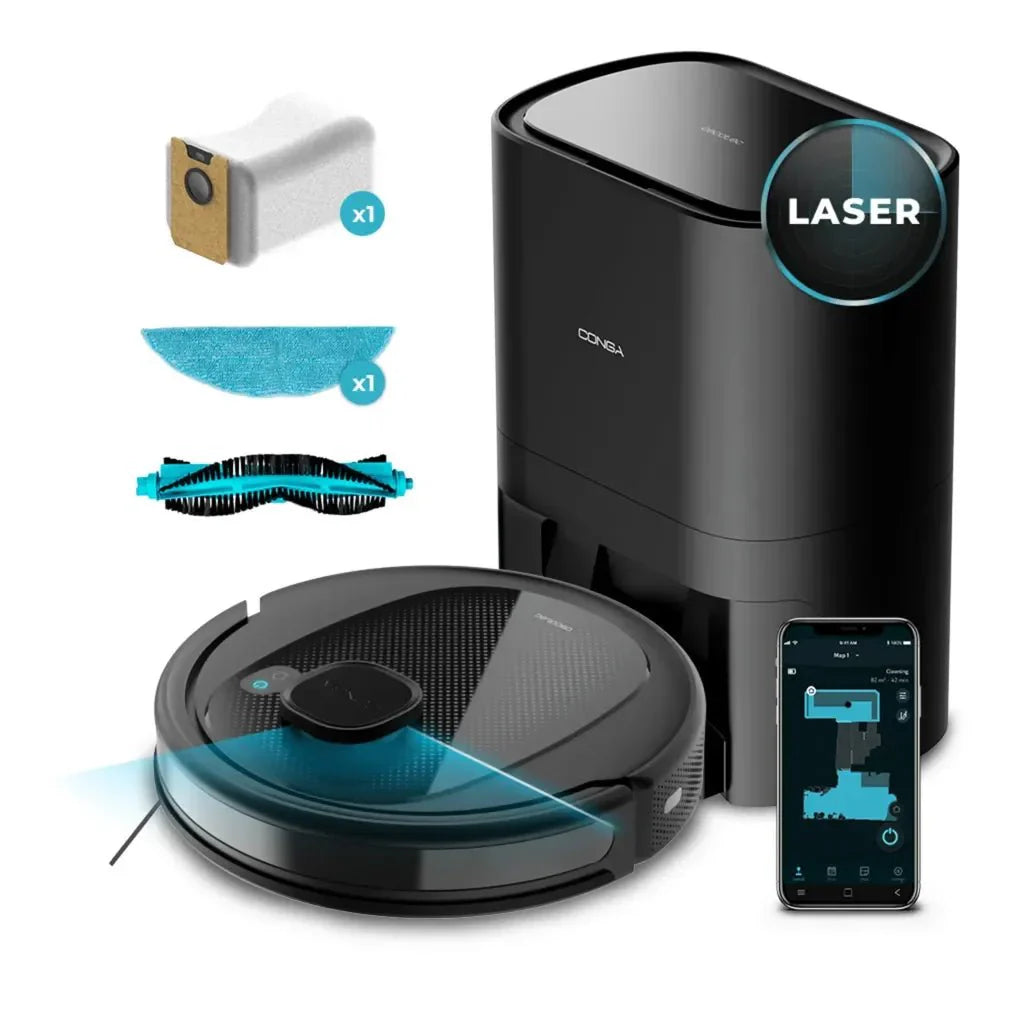 Robot aspirador 4 en 1 con navegación láser autovaciado y control APP potencia de 3000 Pa Conga 7490 Eternal Home de Cecotec