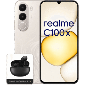 REALME C100X — Smartphone, 256 GB, 4 GB, 7500 mAh + Auriculares Techlife Buds, Golden Coast