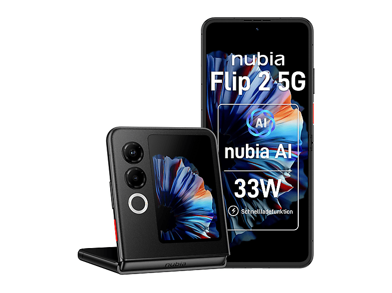 NUBIA Flip 2 5G — Smartphone, Negro, 256 GB, 8 GB RAM, 6,9" 120 Hz