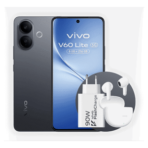 VIVO BUNDLE V60 LITE 6.77P/ 5G/8N/8+256GB/B — Smartphone, Negro, 8 GB RAM, 6500 mAh, Móvil Android