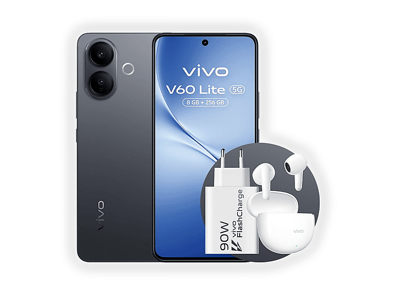 VIVO BUNDLE V60 LITE 6.77P/ 5G/8N/8+256GB/B — Smartphone, Negro, 8 GB RAM, 6500 mAh, Móvil Android