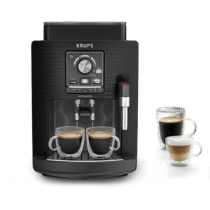 KRUPS Intensity EA50K9 — Cafetera superautomática, Compacta, Negro, 4 bebidas, Espumador de leche manual