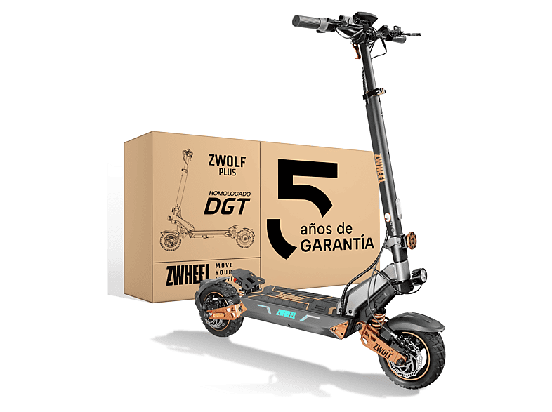 ZWHEEL ZWolf Duo — Patinete eléctrico, Pot. máx. 2000 W, Carga máx. 120 kg, 20000 mAh, 70 km autonomía